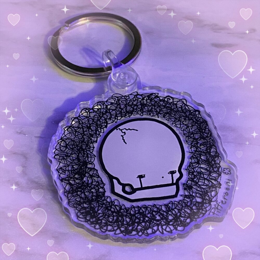 Pifferooni original skull crying scribble clear acrylic keychain + BONUS
